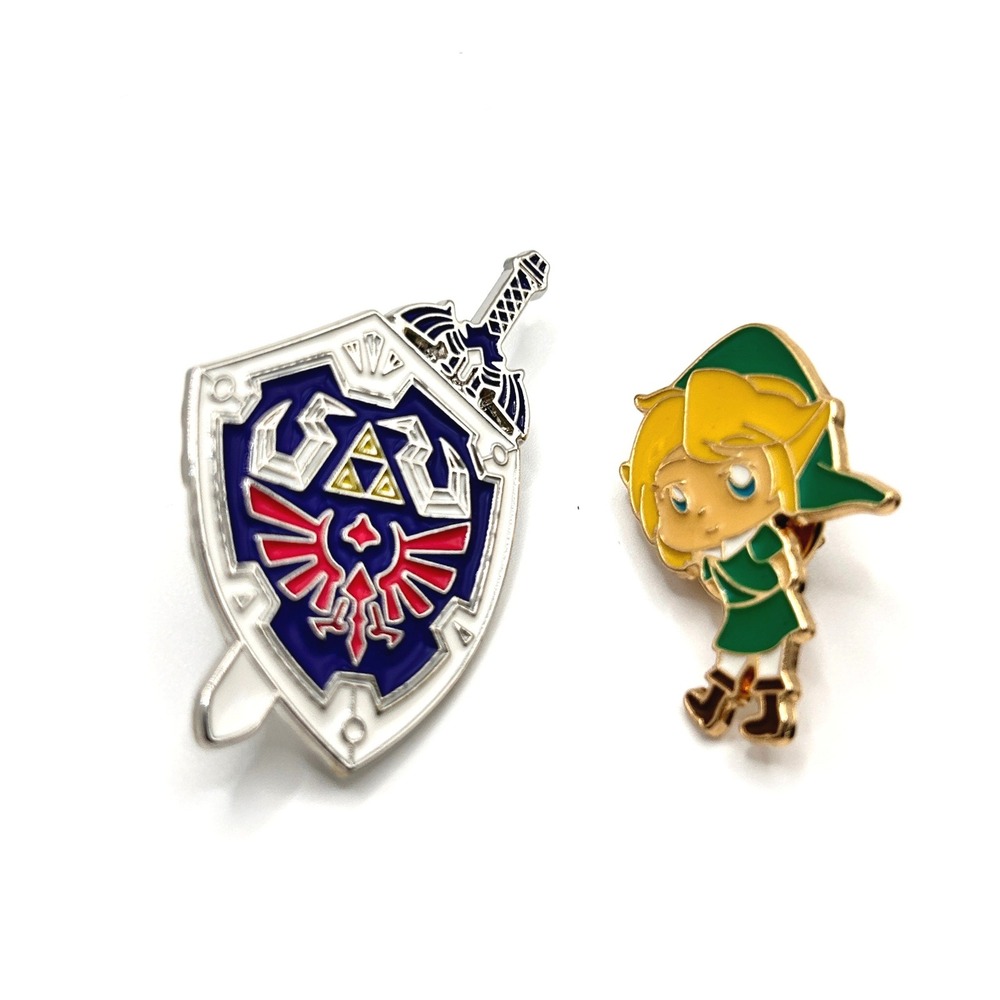 Legend of Zelda Nintendo Pin Set OS Multi Enamel Hylian Shield Link Video Game